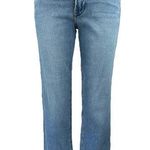 Good American Blue Frayed Raw Hem High Waist Straight Crop Denim Jeans Pants 4 Photo 0