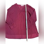 EVRI Maroon Long Sleeve Floral Pattern Blouse Sz 1X Red Photo 7