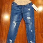 Blue Savvy  Maternity Distressed Denim Jeans Size Medium Photo 0
