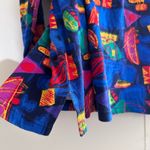 Vintage funky Clowncore button collar long sleeve abstract top size S Blue Photo 6