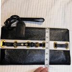 Carlisle Black & White Patent Leather Clutch w/Gold Hardware and Buckle Detail Black Photo 8