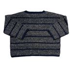 Anthropologie HWR Navy Blue Metallic Crewneck Sweater L Photo 8
