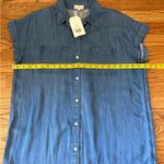 Wonderly Blue Mini Shirt Dress Notched Collar Casual Photo 6