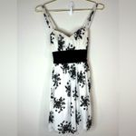 Trixxi White Black Floral Embroidered Empire Waist Party Dress Small NWT Elegant Photo 2