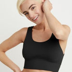 Hanes Brand New Women's Size Medium Rib Longline Bralette Cotton Black Photo 0