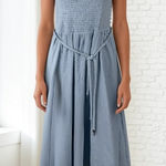 Michael Kors Pastel Blue Smocked Midi Dress Photo 0