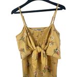 No Boundaries  Yellow Floral Smocked Tie Front Back Cut Out Summer Jumpsuit L NWT Photo 2