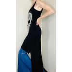 Rhapsody Retro Hi-Low Black & White Skull Embroidered Tank Top Photo 2