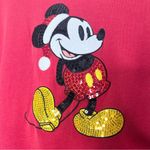 Disney Walt World Red Sequin Mickey Mouse Long Sleeve Christmas Tee Size Large Photo 2