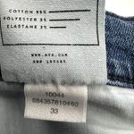 AYR  The Pop Jeans Straight Ankle Raw Hem Frayed High Waisted Bomba Blue 33" Photo 5