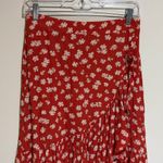 Madewell  Ruffle Wrap Midi Skirt Orange Floral Long Modest Size 4 AO371 Photo 9