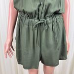 One Clothing Button Front Cargo Drawstring Utility Romper Sz LG Heather Green Photo 5