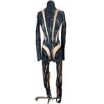 MUGLER Womens Long Sleeve Jumpsuit in Warped Snake Black Nude 34 New Catsuit Size undefined Photo 6