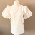 Loft White Puff Sleeve Ruffled Drama Queen Blouse Photo 0