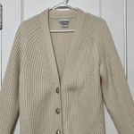Ganni rib knit wool blend cardigan sweater in cream designer luxury neutral Photo 4