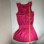 Ramy Brook  Pink Mini Dress‎ Large Ruffle Neck Smocked Waist Lightweight Resort Photo 8