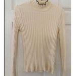 Madewell EUC RARE Super cute Woman ‘s Ivory Long Sleeve Ribbed Lettuce Hem Sz M Photo 0