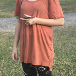 LuLaRoe  Womens Top Size L Classic‎ T Tunic Shirt Orange Solid Burnt Sienna Tee Photo 0