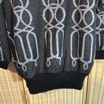 Top Notch 1980s Tunic Length Gray Floral Geometric Print Cowl Neck Sweater 1X Black Photo 13