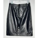 80’s GIII Black Leather Pencil Skirt w/ Snap Slit Closing Back medium Photo 9