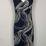 Charlotte Russe Vintage Y2K Swirl Black Tan Patterned Midi Dress Sz Small Photo 0