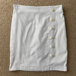 J. McLaughlin Skirt Size 8 White Cotton Blend Button Front Mini Casual Classic Photo 1