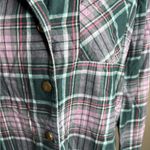 Eddie Bauer Plaid Button-Up Shirt in Green and Pink Photo 4