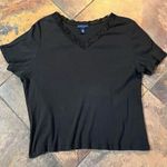 Karen Scott  Women’s Black Ribbed V-Neck Shirt Lace Neck 2X Photo 3