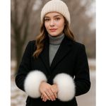 White Elegant Faux Fur Cuffed Sleeve Arm Warmers Photo 2