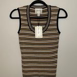 INDUSTRY Striped Textured Sleeveless Top, Brown/Black/White, Size S, NWT Brown Photo 0