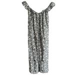 Loft  Palm Flutter Strap Pocket Double Side Slit Midi Dress Black White Photo 7