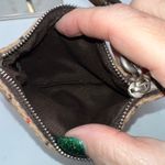 Coach Plaid Tweed Wristlet Pouch Bag Tan Red Brown Leather Trim Zipper Photo 4