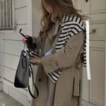 ZARA coat jacket overcoat trench duster long double breasted beige tan casual Photo 1