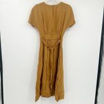 Madewell Womens Size 00 Linen Blend Dolman Sleeve Tie Waist Midi Dress Toffee Photo 12