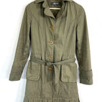 Reaction Kenneth Cole Kenneth Cole Reaction Coat‎ Womens Medium Olive Collared Belted Military Style Photo 0