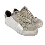 P448 Thea Platform Sneakers White Leather Metallic Heel Size 38/ US 7.5/8 Photo 0