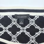 Talbots Lattice Jacquard Tipped Halter Sweater Top Small Black White Geometric Photo 4