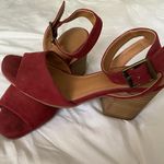 Universal Threads Dark Red Suede Heeled Sandals Photo 1