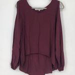 Lovers + Friends NEW  Maroon Top Blouse High Low Long Split Sleeves Size XS Photo 0