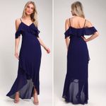 Lulus NWT $74  Caden Royal Blue Off-the-Shoulder Ruffled Maxi Dress‎ Size Small Photo 1
