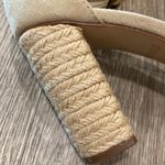 Anthropologie Soludos espadrille woven raffia heel one strap sandals beige tan neutral suede 8 Photo 13