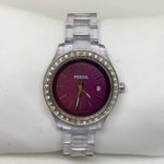 Fossil  women date watch ES-2611 purple dial 30mm round quartz analog running Photo 0