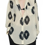 Mango Semi-Transparent Printed Shirt Ecru Tan NWT Size 8/Large Photo 0