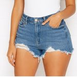Denizen from Levi's Women's Medium Wash Blue High Rise Cut Off Distressed Shorts Photo 0