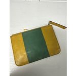 Fossil  Sydney Top Zip Leather Pouch Slim 7"x5" Wallet Coin‎ Purse Yellow Green Photo 5