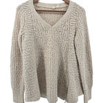 MOTH Beige Textured Knit Wool Blend Sweater Women's Medium Zip Front Tan Photo 0
