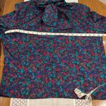 Vintage 1980s Printed Bow Neck Blouse Blue Size L Photo 4