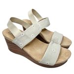 Life Stride  Sandals Size 8.5 Gray Floral Elastic Slingback Open Toe Wedges Photo 0