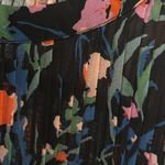 ZARA Large Black Floral Pleated 3/4th Sleeve Babydoll Mini Dress by Photo 14