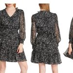 Steve Madden  V-Neck Long Sleeve Dot Smocked Waist Minidress  Size L Photo 1